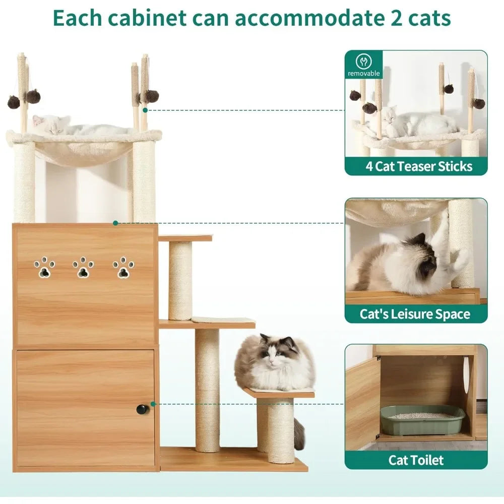 Modern Cat Tree Tower With Litter Box