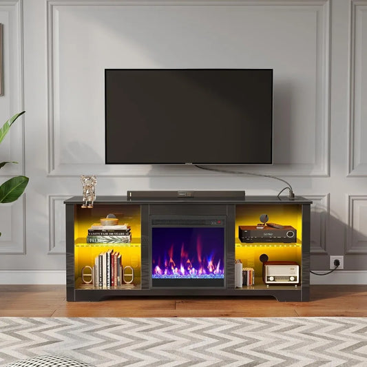 Modern TV Console With Glass Shelves