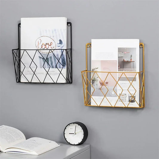 Metal Wall Mounted Magazines Storage Rack