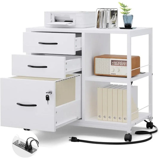 Filing Cabinets for Home Office with Lock and USB Charging Port