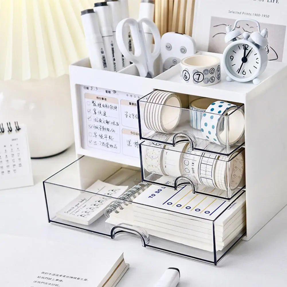 Desktop Organizer Drawer Box With Pen Holder