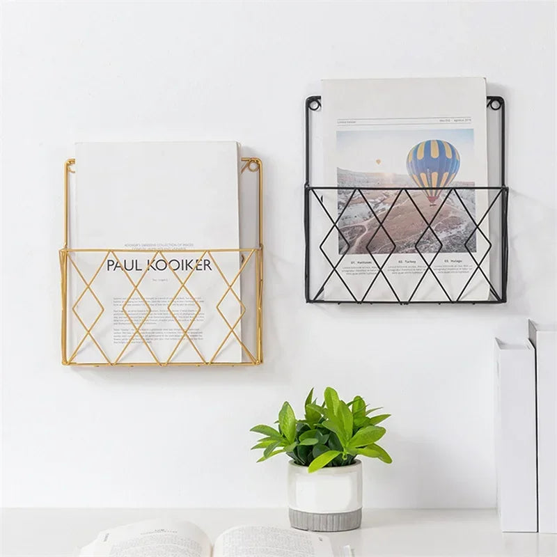 Metal Wall Mounted Magazines Storage Rack