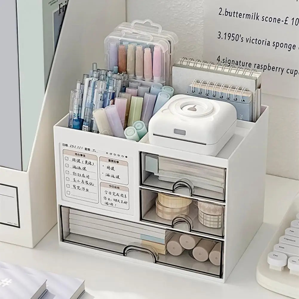 Desktop Organizer Drawer Box With Pen Holder