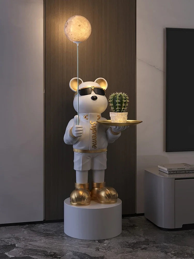 Luminous Bear Statue Tray Storage Decor