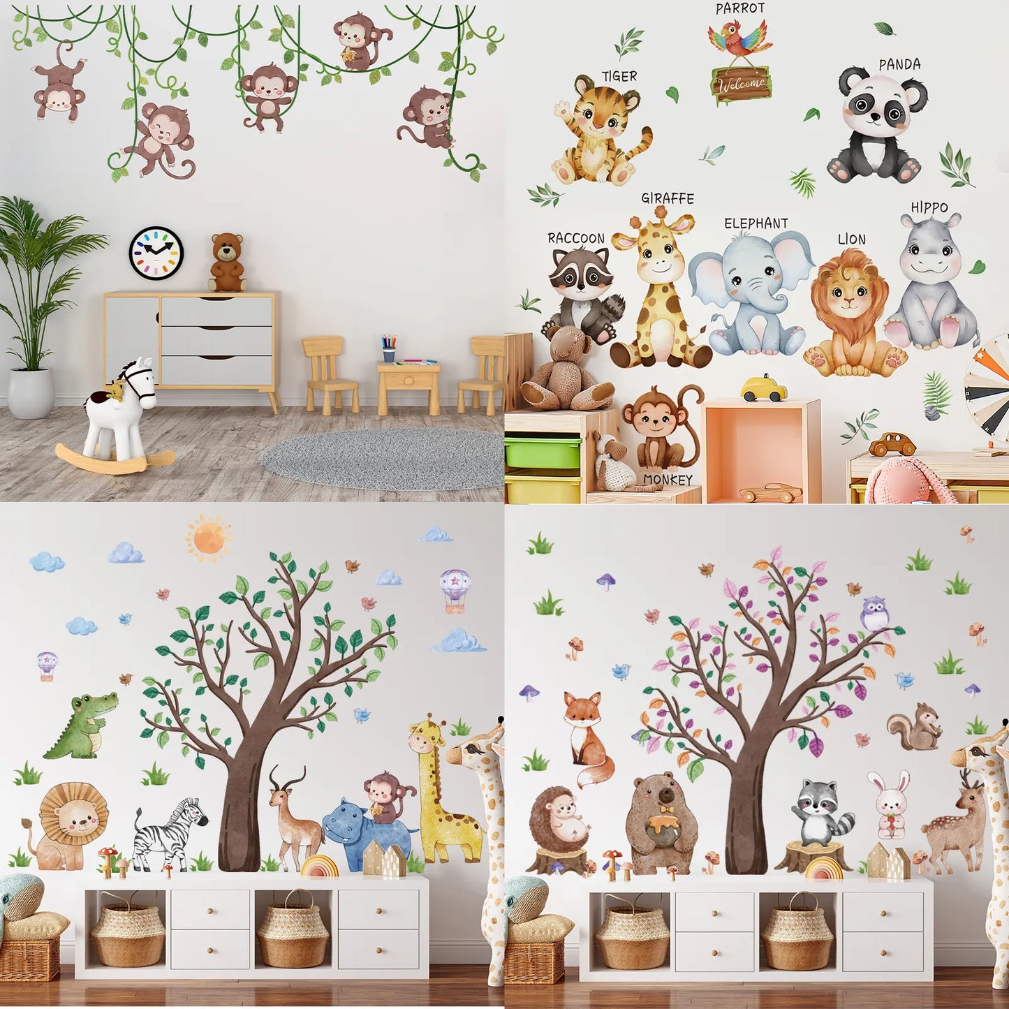 Safari Jungle Woodland Animals Wall Stickers